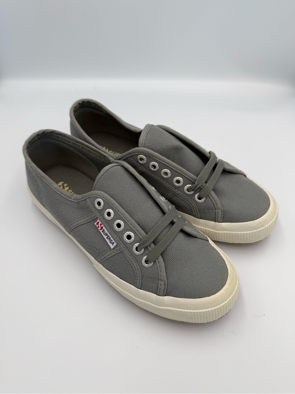 Superga Women’s Grey Canvas Slip-On Sneakers